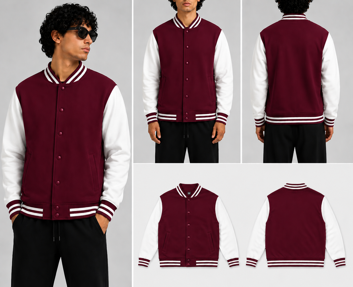 Plain Unisex Varsity Jacket