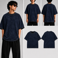 Plain Navy Unisex Acid Wash Oversized Tee for man & women