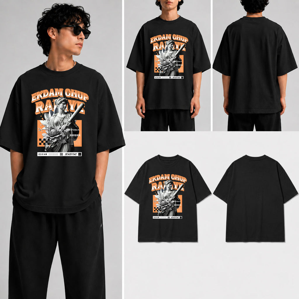 Ekdam ChuP Rahiye Unisex Oversized Standard T-Shirt for man & women