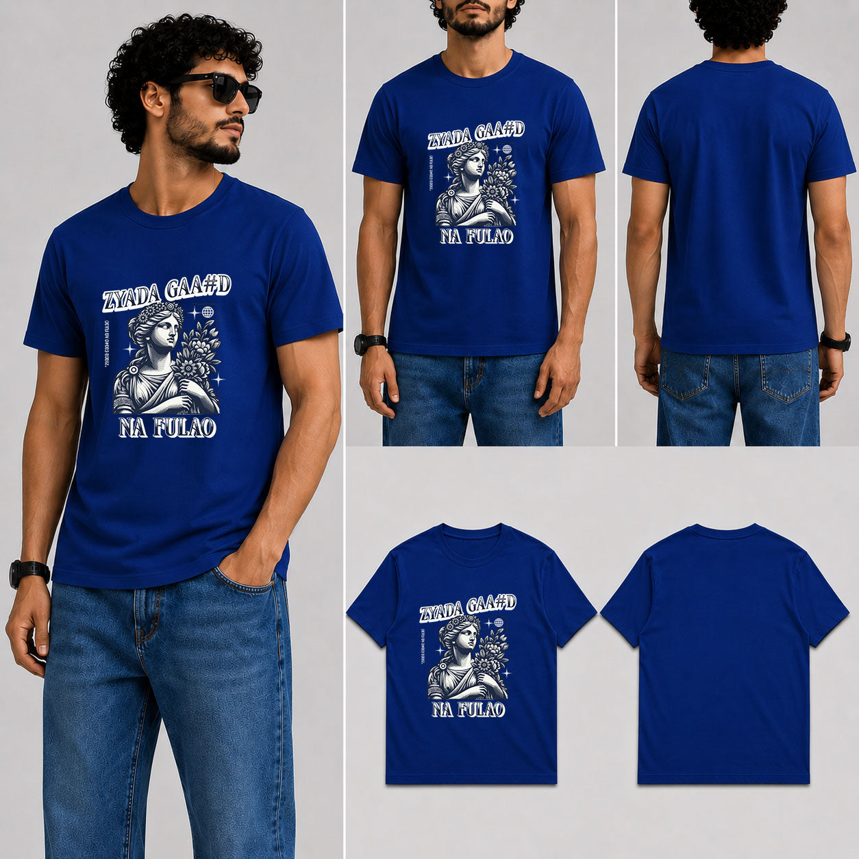 Zyada Gaa_d na fulao Male Round Neck Half Sleeve T-Shirt