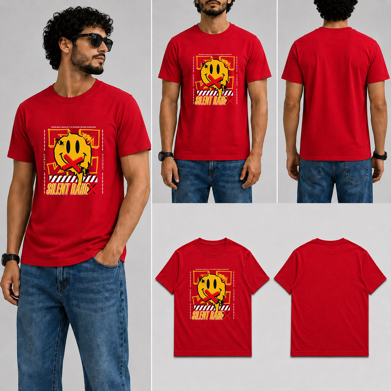 Silent Raho Male Round Neck Half Sleeve T-Shirt