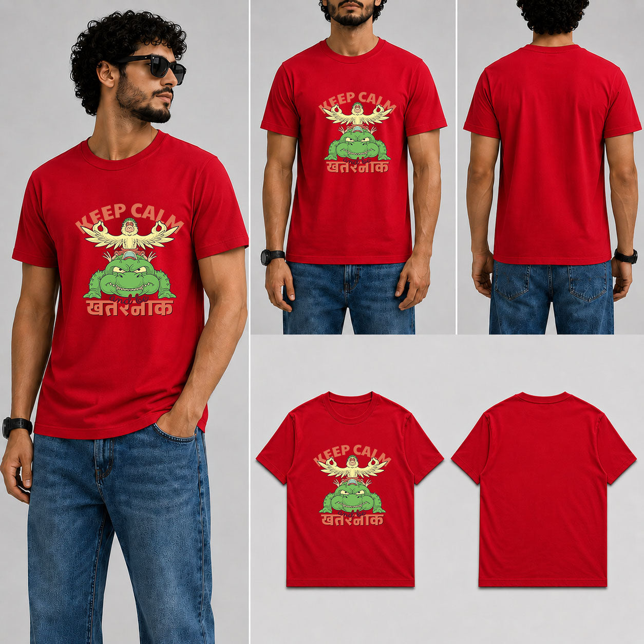 Keep Calm Male Round Neck Half Sleeve T-Shirt