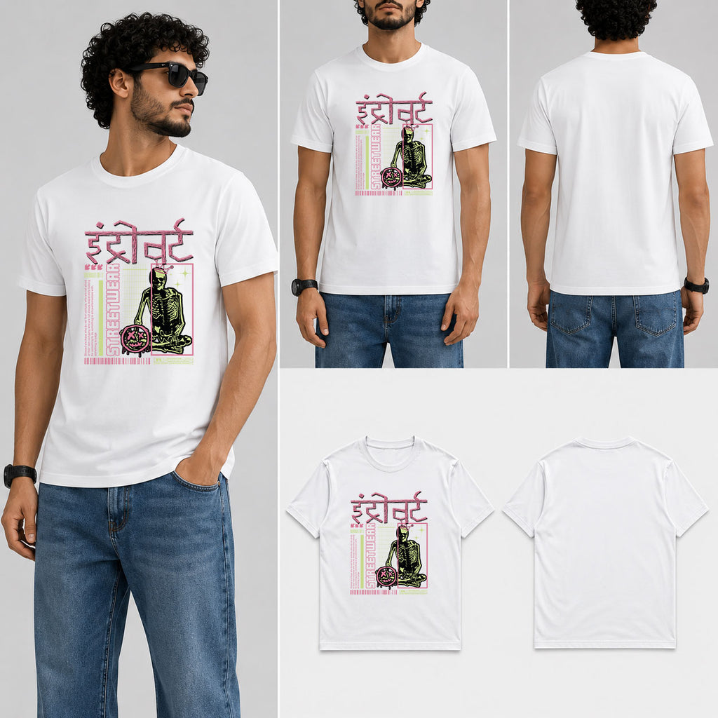 इंट्रोवर्ट Male Round Neck Half Sleeve T-Shirt