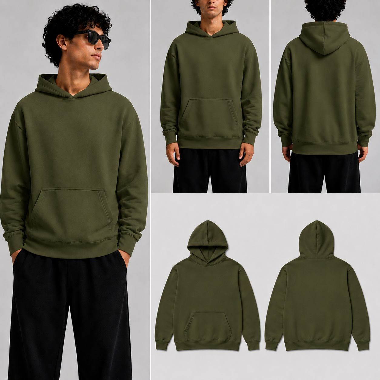 Plain Olive green Unisex Hoodie for man & women