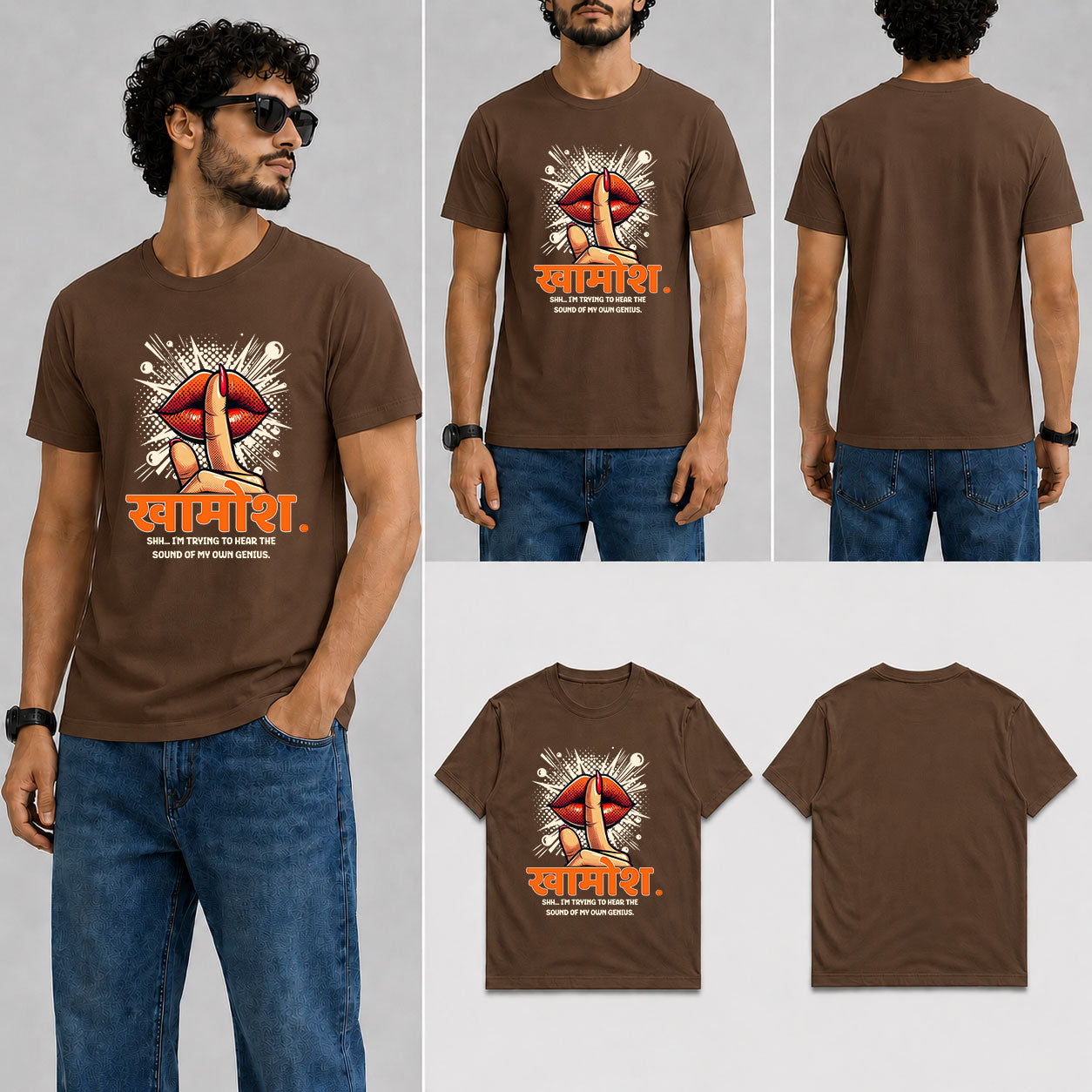 KHAMOSH Male Round Neck Half Sleeve T-Shirt