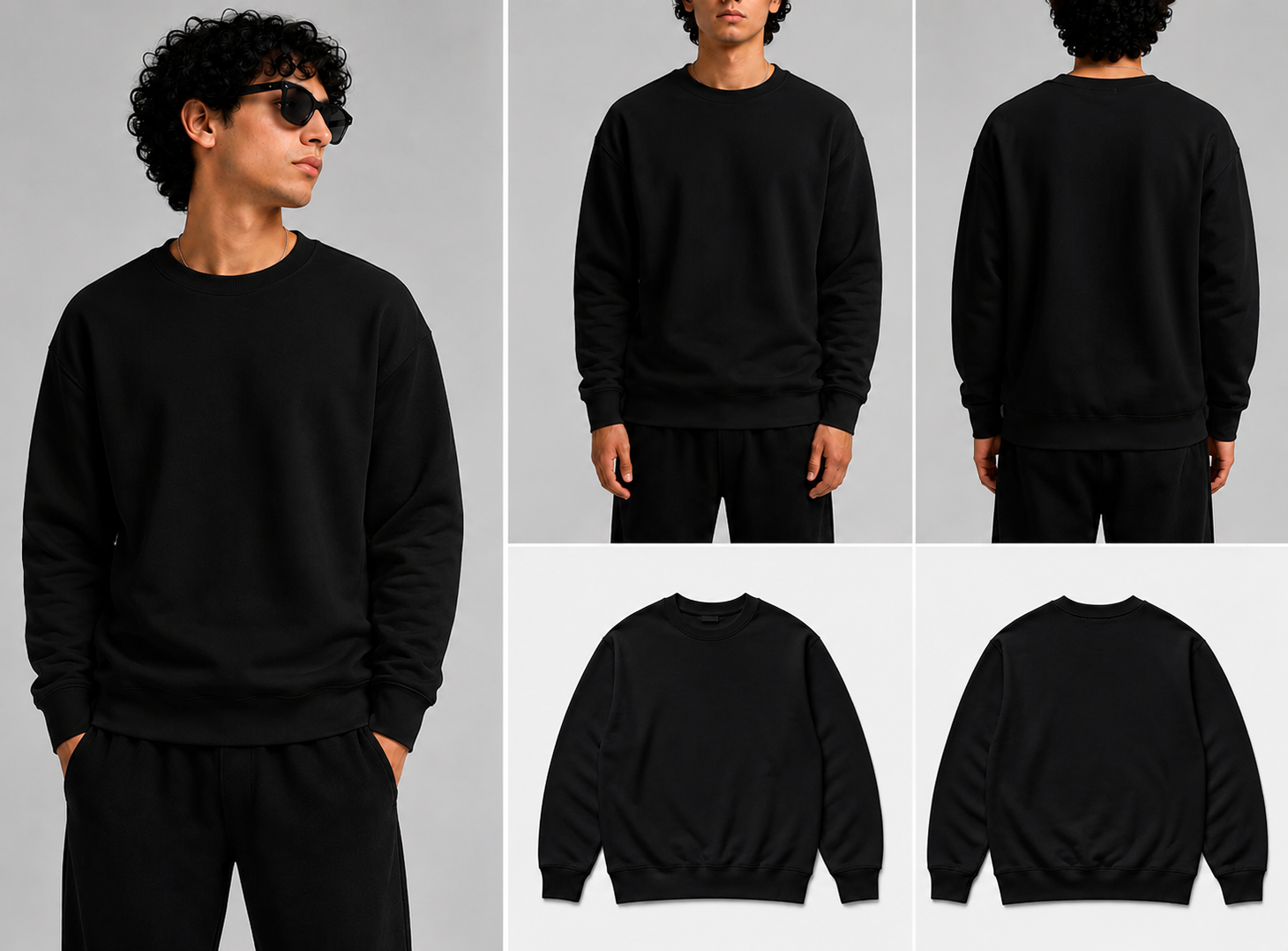 Plain Black Unisex Sweatshirts for man & women