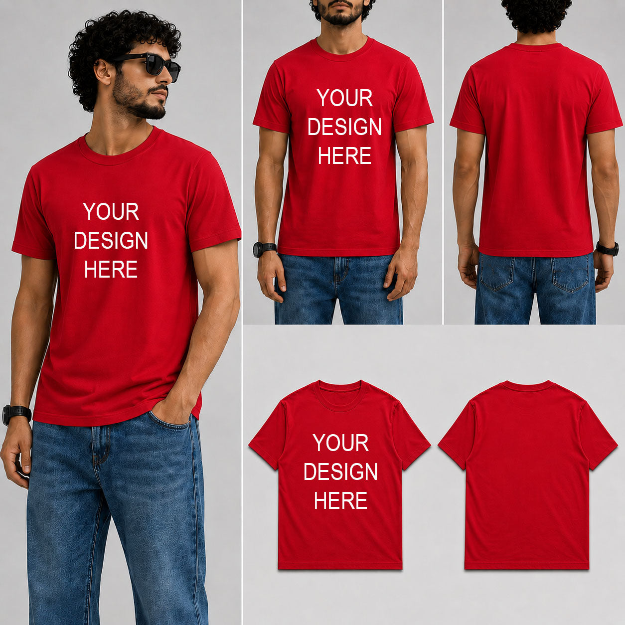 Customized Custom Personalized Male Round Neck Half Sleeve T-Shirt