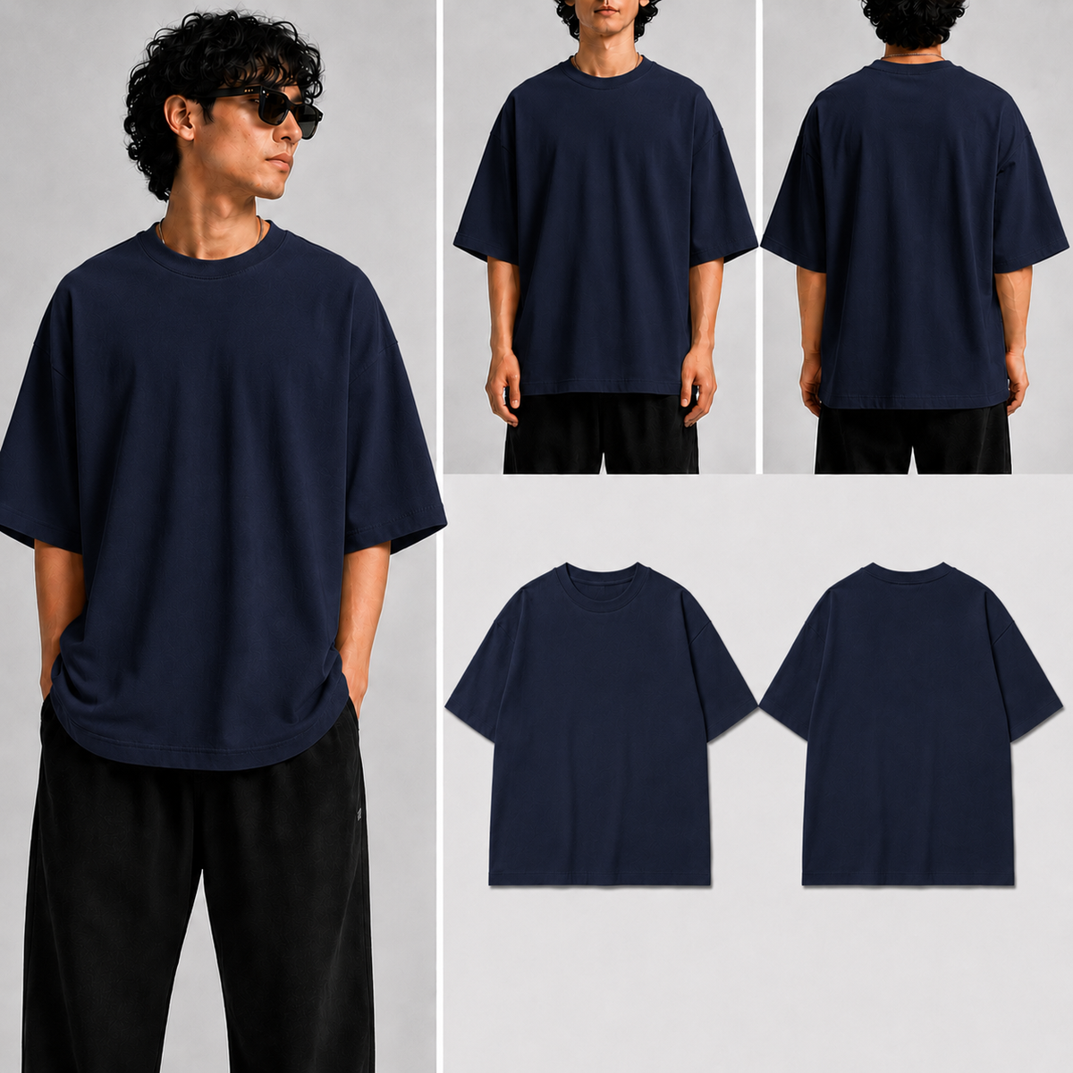 Plain Navy Unisex Oversized Standard T-Shirt for man & women