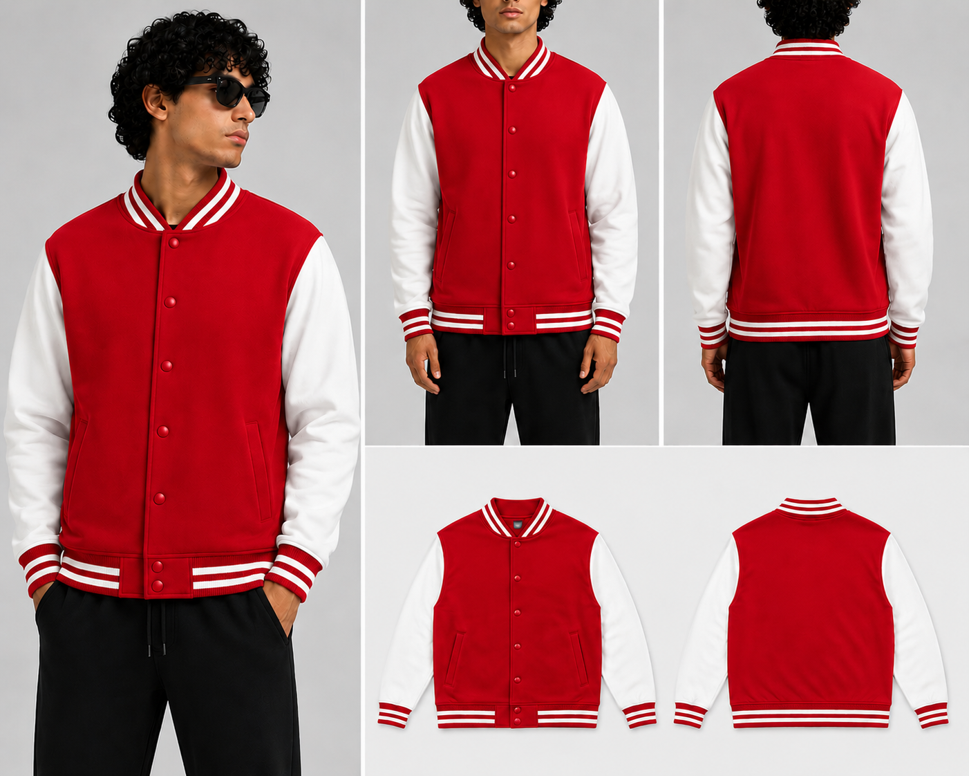 Plain Red Unisex Varsity Jacket for man & women