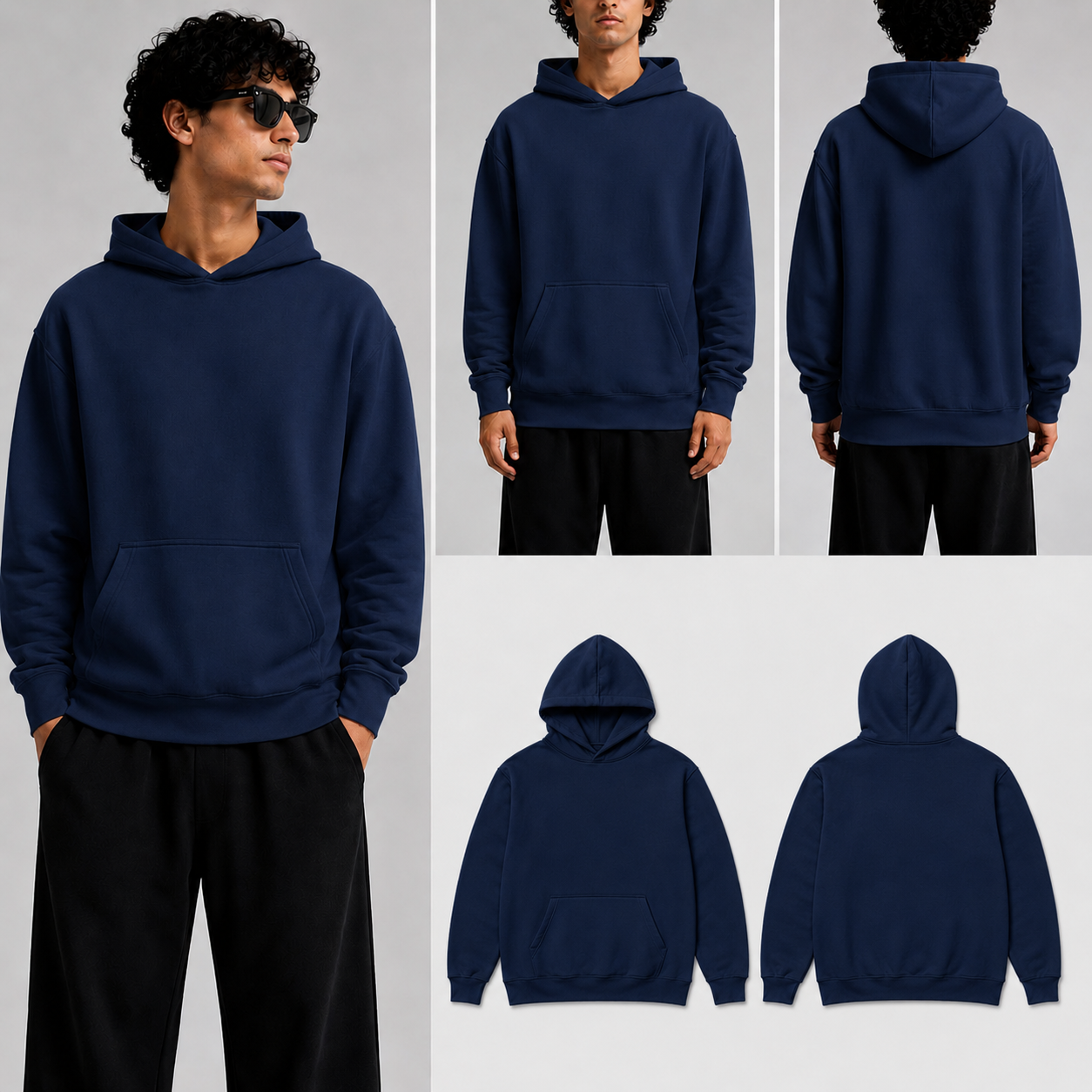 Plain Navy Unisex Hoodie for man & women