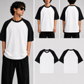 Plain Black White Unisex Oversized Raglan T-Shirt for man & women