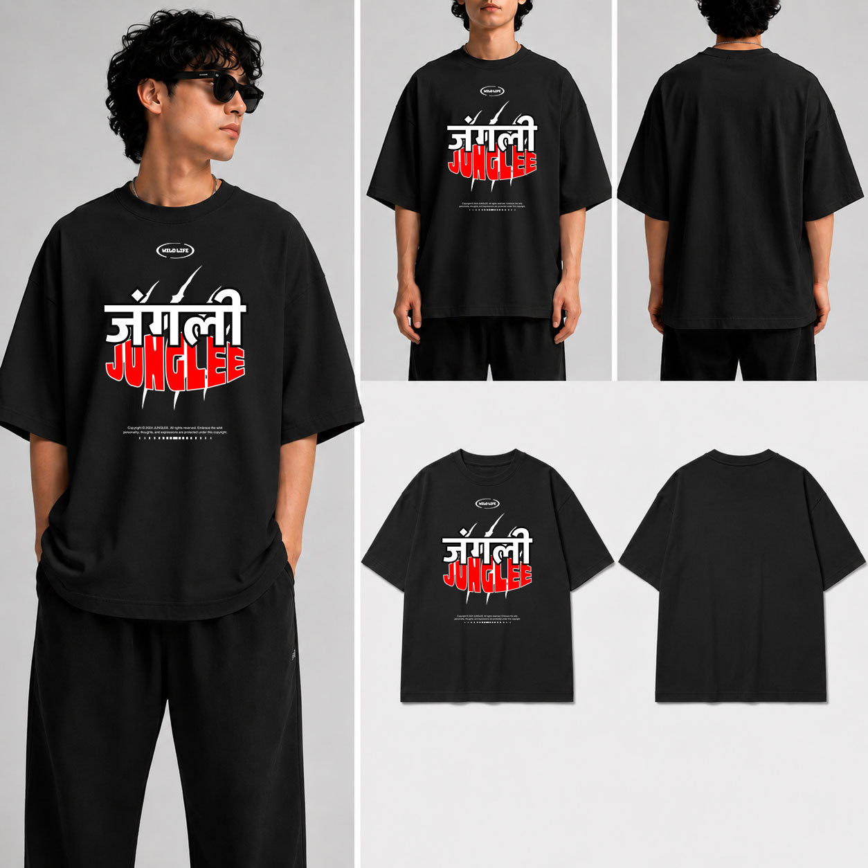 JUNGLEE Unisex Oversized Standard T-Shirt for man & women