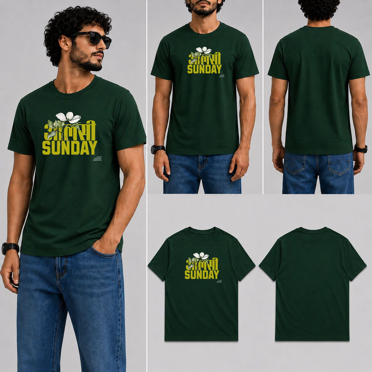 ALSHI SUNDAY Male Round Neck Half Sleeve T-Shirt