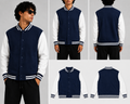 Plain Navy Unisex Varsity Jacket for man & women