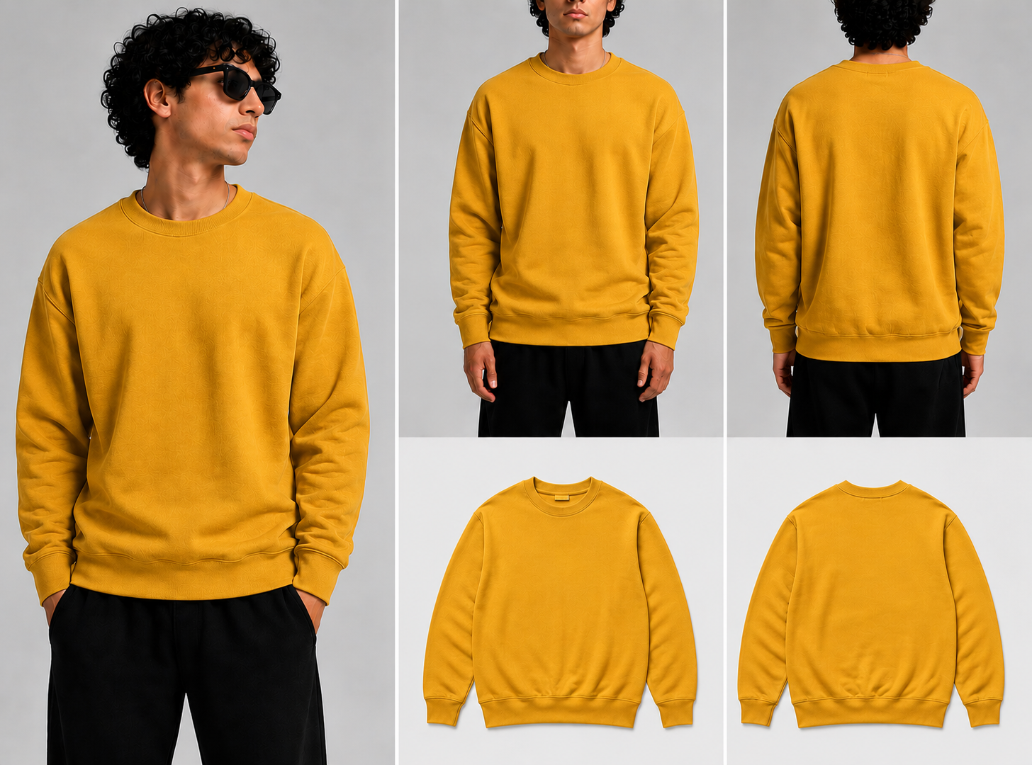 Plain Mustard Yellow Unisex Sweatshirts for man & women