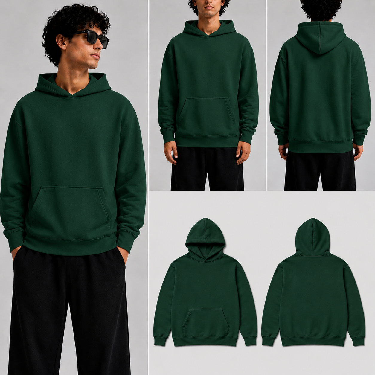 Plain Dark green Unisex Hoodie for man & women