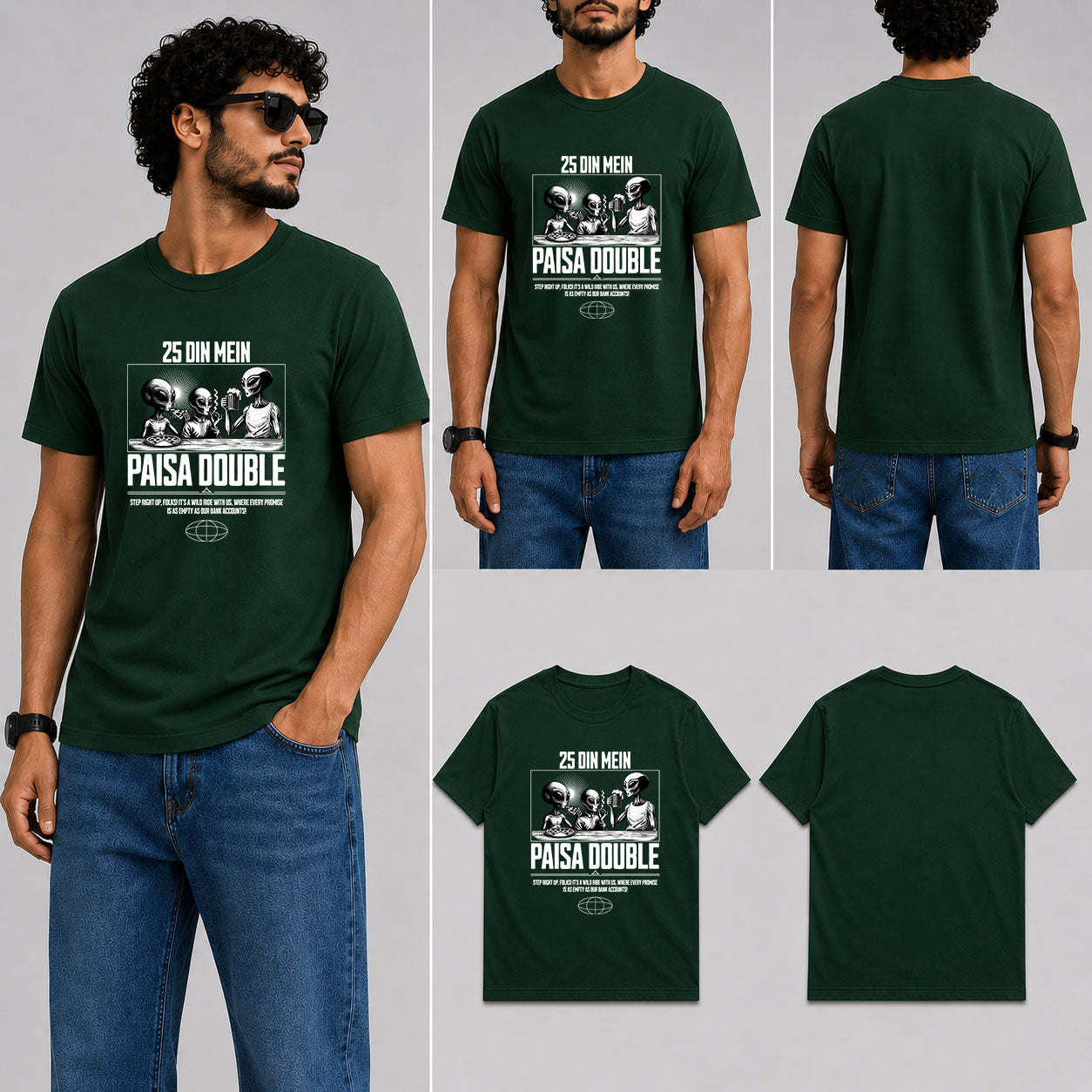 PAISA DOUBLE Male Round Neck Half Sleeve T-Shirt