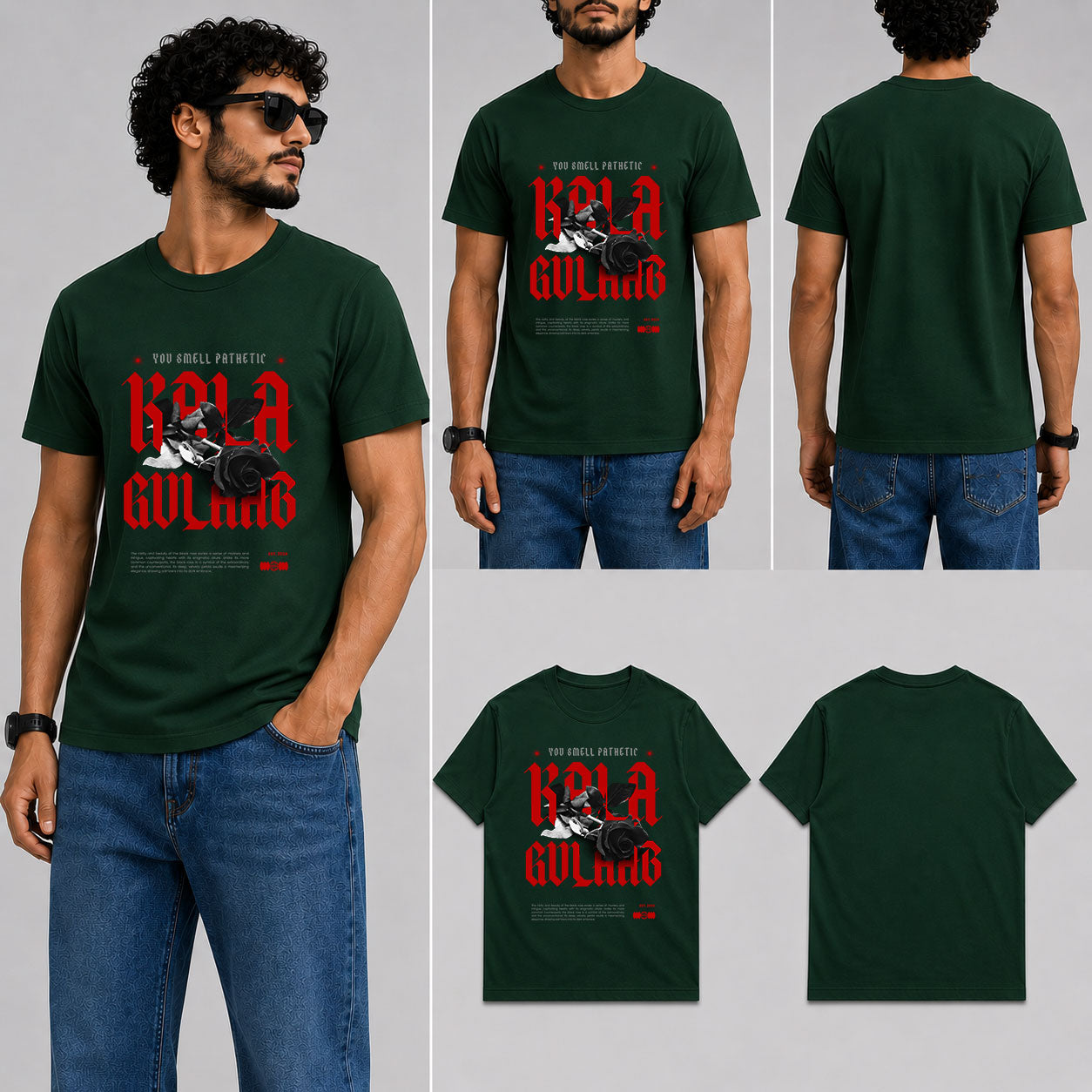 Kala Gulaab Male Round Neck Half Sleeve T-Shirt