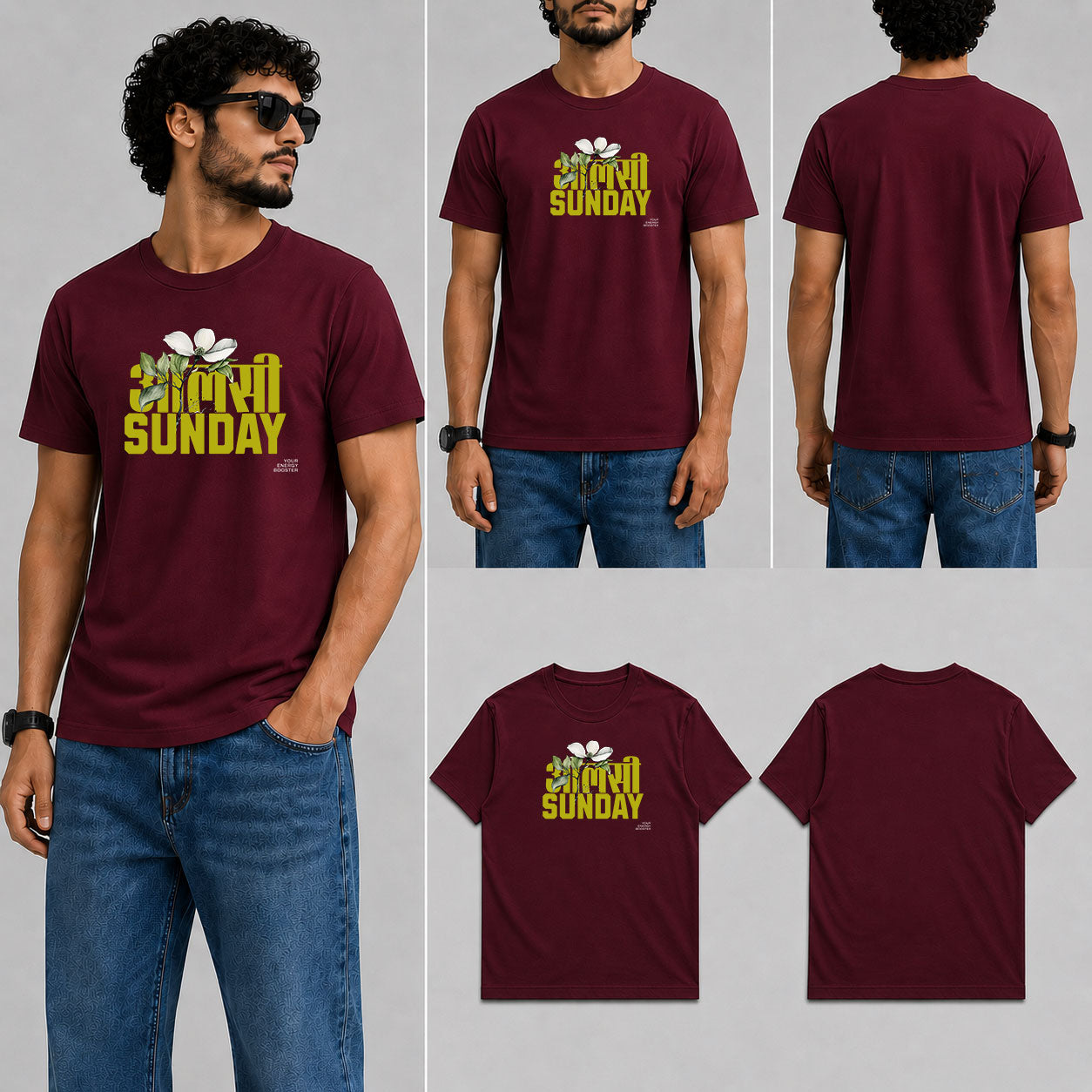 ALSHI SUNDAY Male Round Neck Half Sleeve T-Shirt