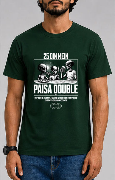 PAISA DOUBLE Male Round Neck Half Sleeve T-Shirt