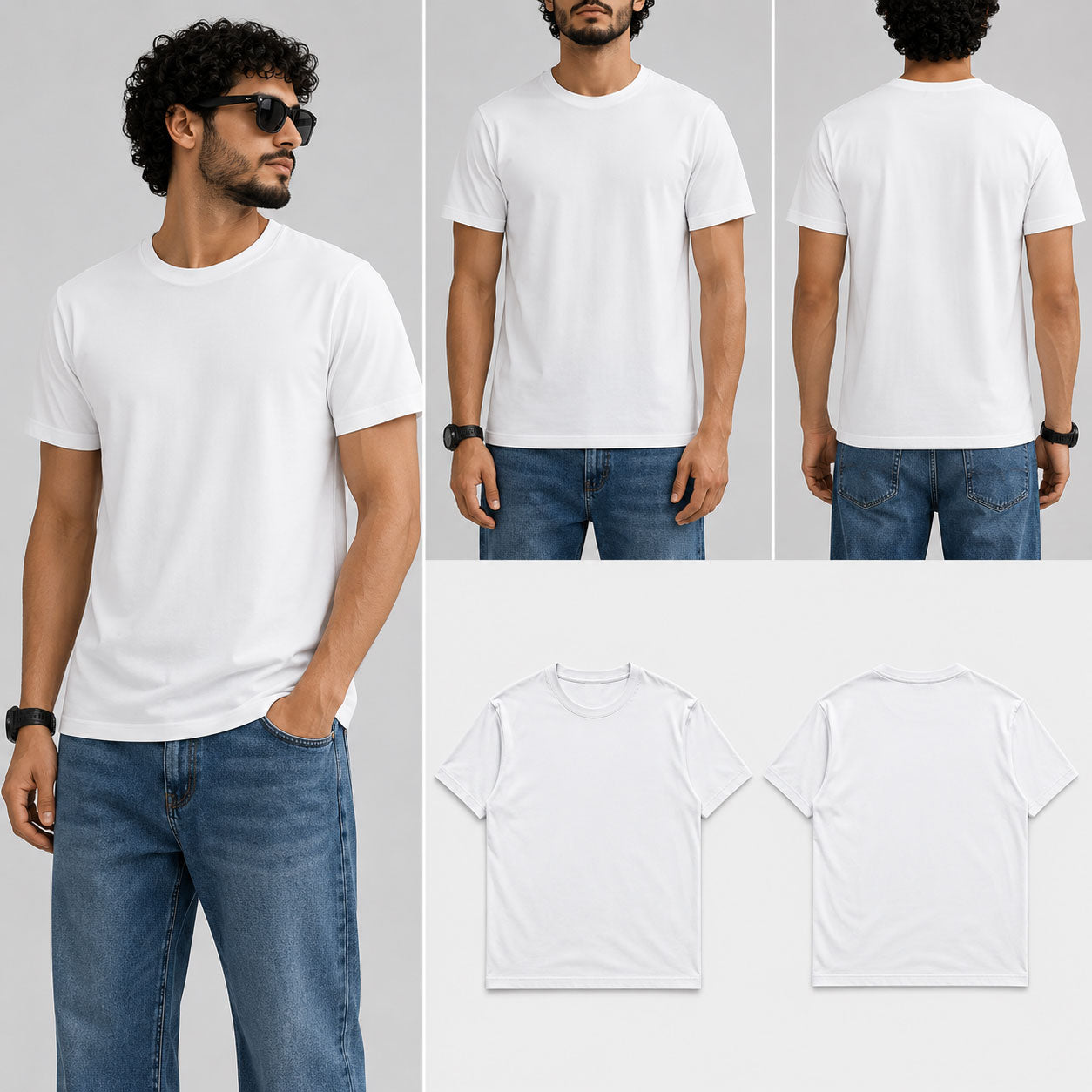Plain White Male Round Neck Half Sleeve T-Shirt