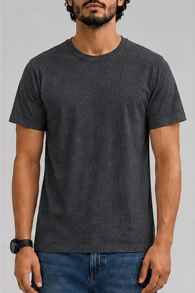 Plain Charcoal Male Round Neck Half Sleeve T-Shirt