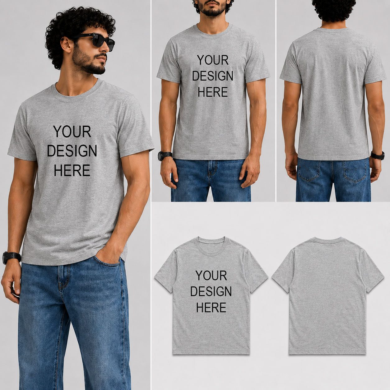 Customized Custom Personalized Male Round Neck Half Sleeve T-Shirt