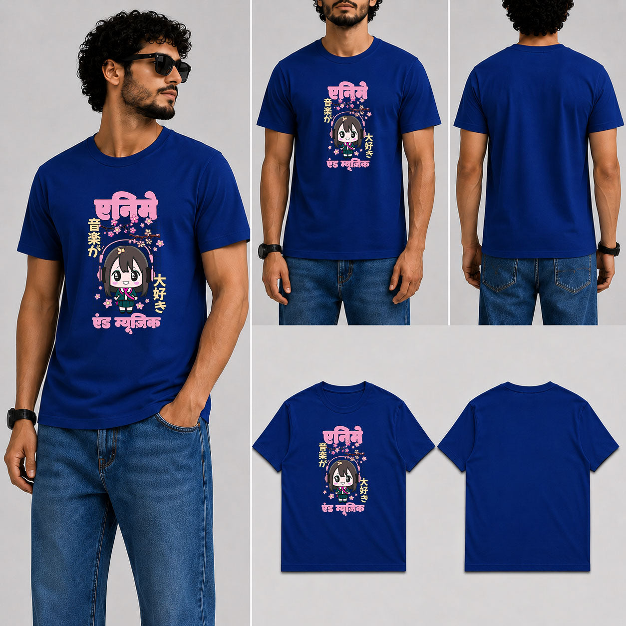 ANIME AND MUSIC Male Round Neck Half Sleeve T-Shirt