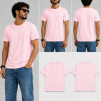 Plain Light Baby Pink Male Round Neck Half Sleeve T-Shirt
