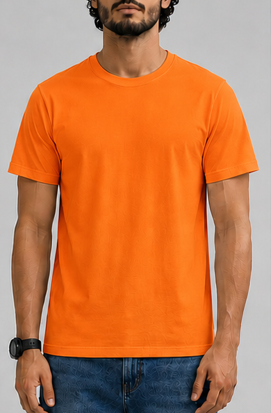 Plain orange Male Round Neck Half Sleeve T-Shirt