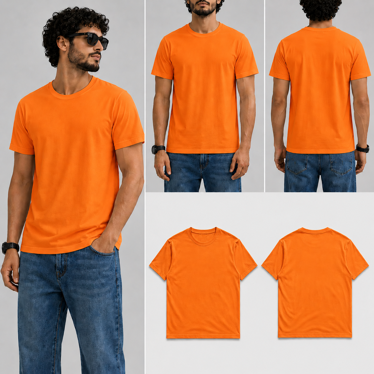 Plain orange Male Round Neck Half Sleeve T-Shirt