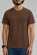 Plain Coffee Brown Male Round Neck Half Sleeve T-Shirt