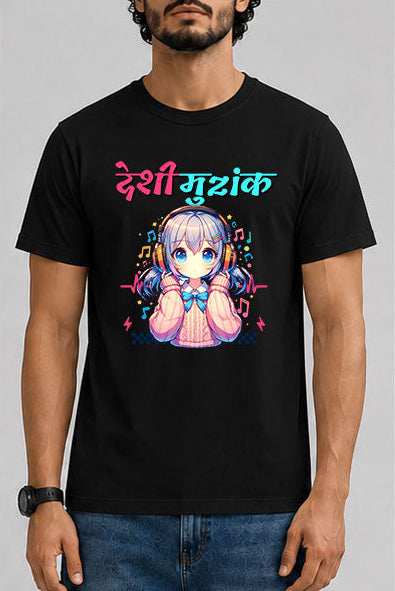 DESHI MUZIK Male Round Neck Half Sleeve T-Shirt