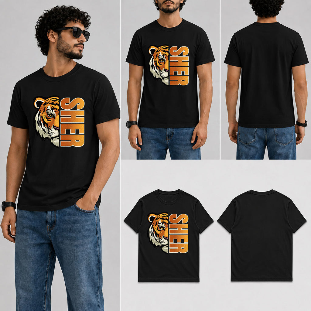 SHER Male Round Neck Half Sleeve T-Shirt