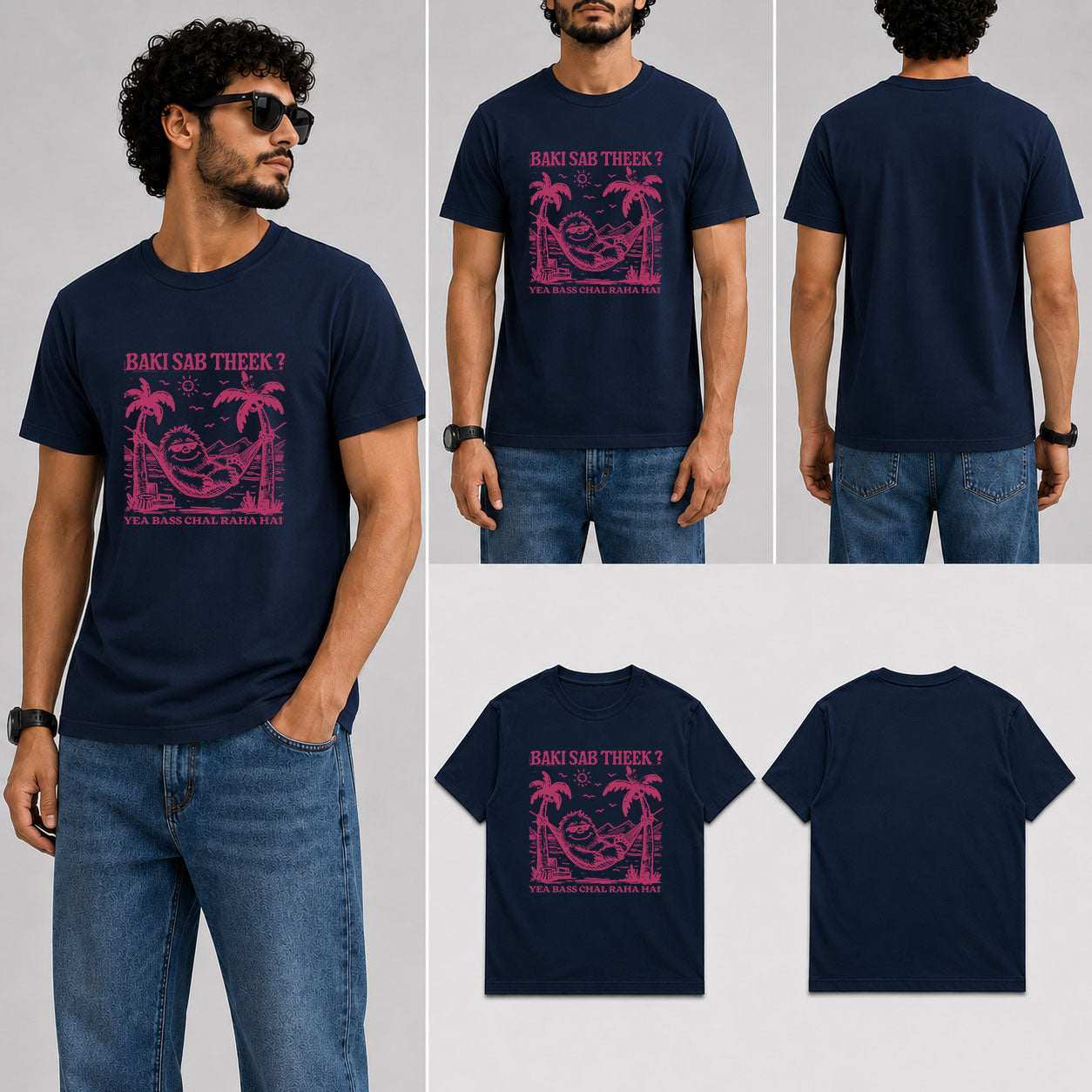 BAKI SAB THEEK Male Round Neck Half Sleeve T-Shirt