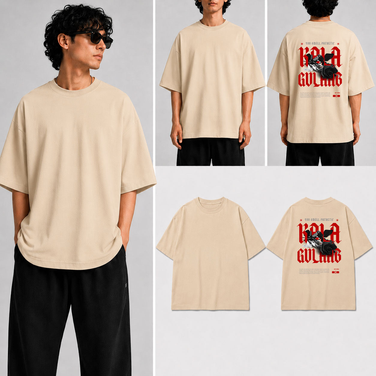 Kala Gulaab Unisex Oversized Standard T-Shirt for man & women
