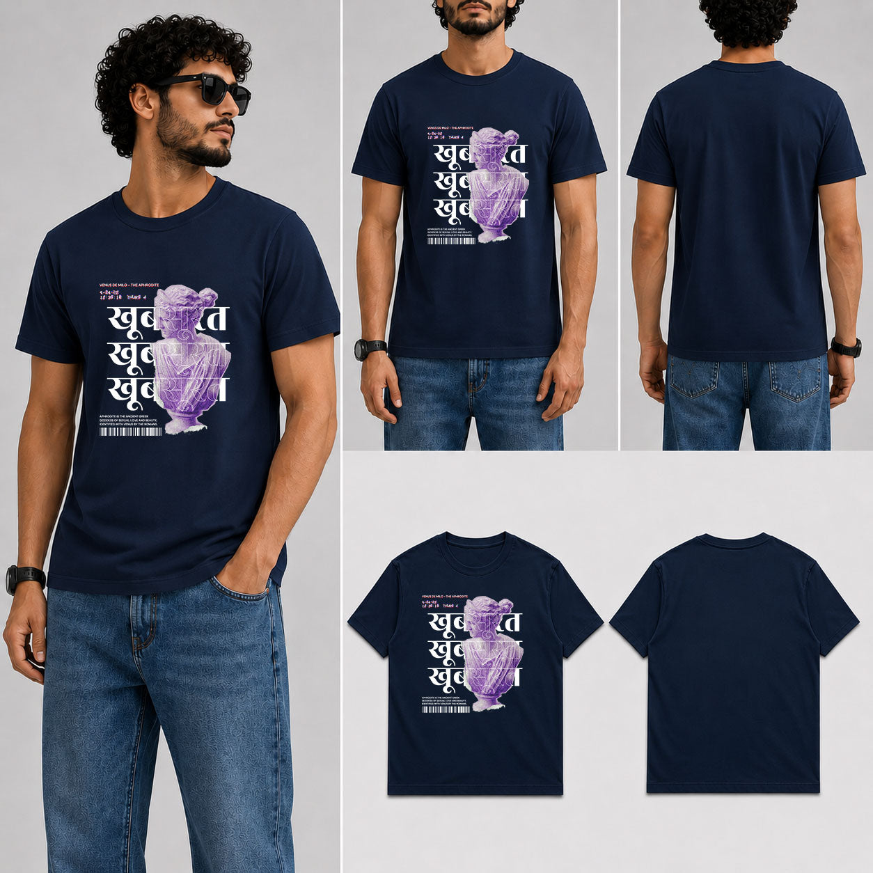 KHOOBSURAT Male Round Neck Half Sleeve T-Shirt