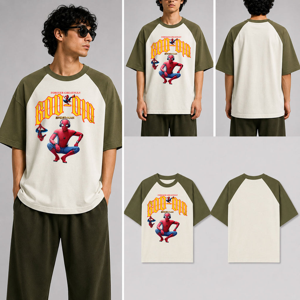 God Did Spiderman Unisex Oversized Raglan T-Shirt for man & women