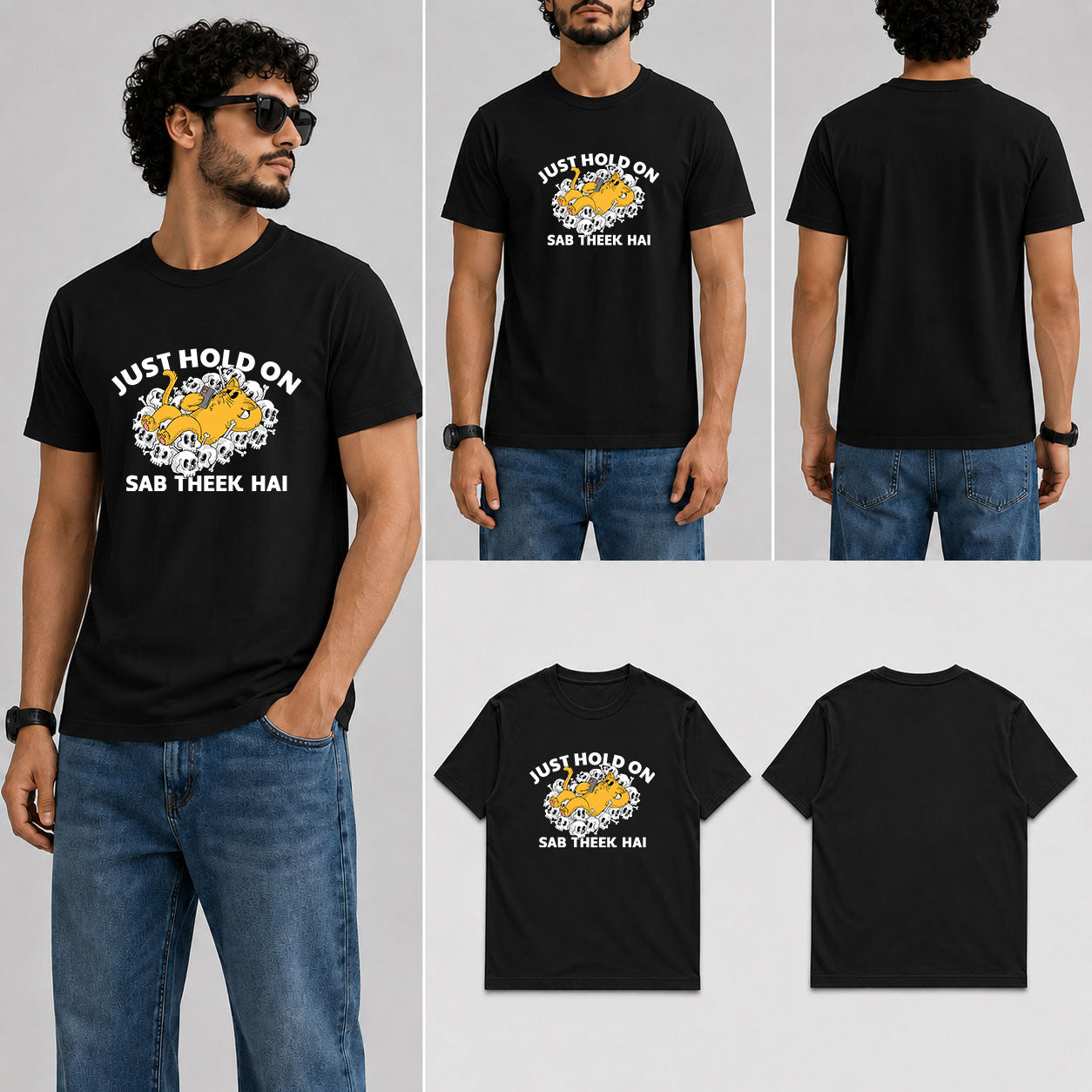 Just Hold On Male Round Neck Half Sleeve T-Shirt