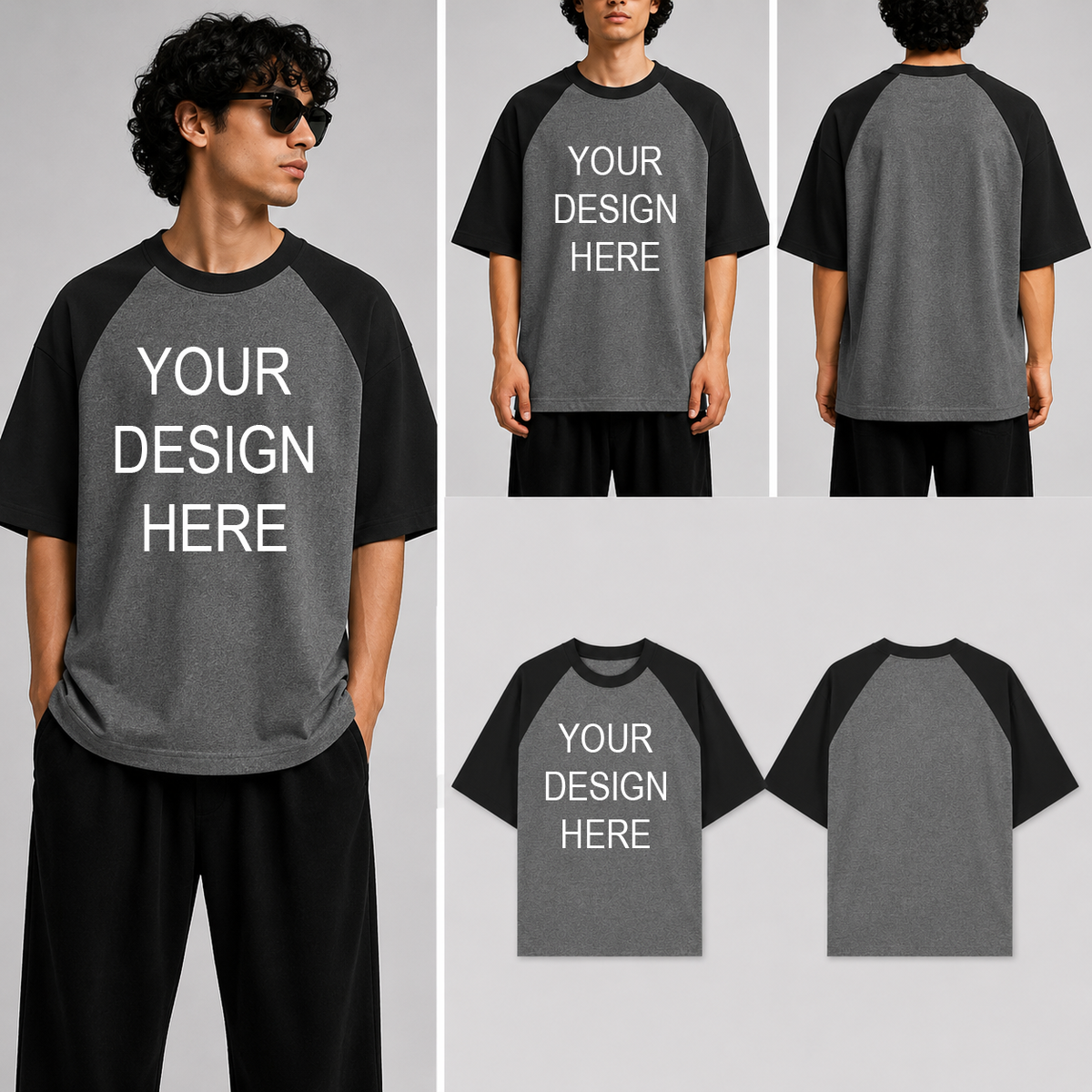 Customized Custom Personalized Unisex Oversized Raglan T-Shirt for man & women