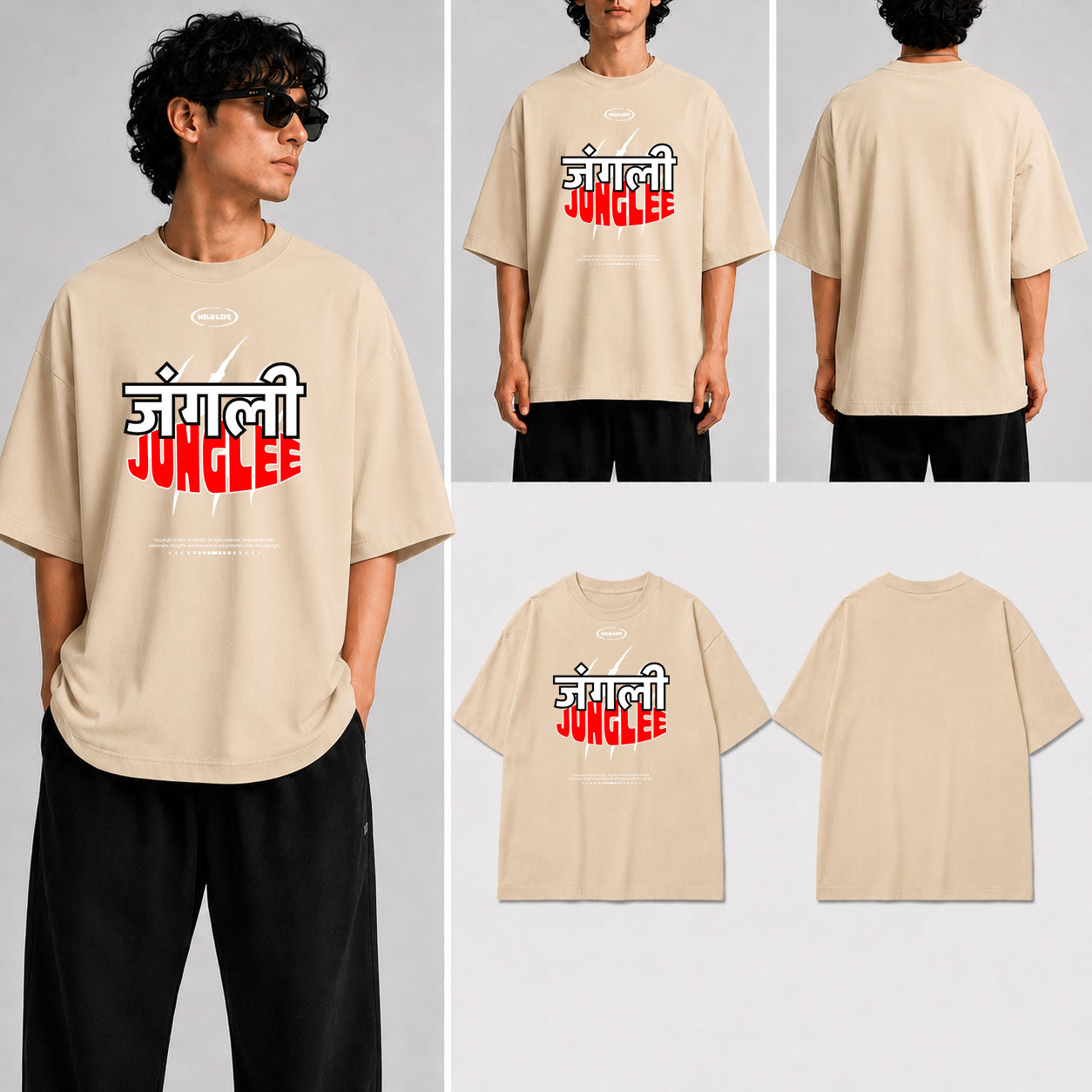 JUNGLEE Unisex Oversized Standard T-Shirt for man & women