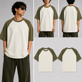Plain Olive green Off white Unisex Oversized Raglan T-Shirt for man & women