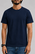 Plain Navy Blue Male Round Neck Half Sleeve T-Shirt
