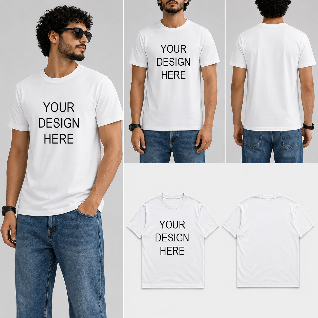 Customized Custom Personalized Male Round Neck Half Sleeve T-Shirt