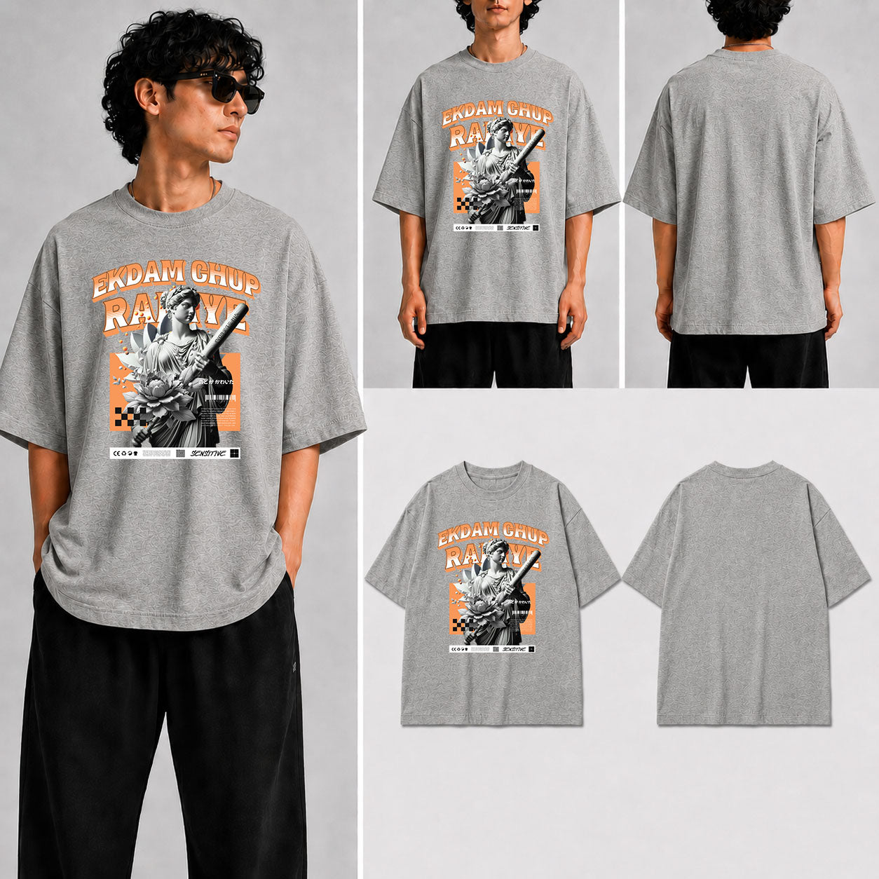 Ekdam ChuP Rahiye Unisex Oversized Standard T-Shirt for man & women