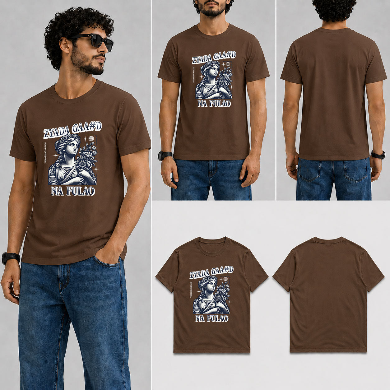 Zyada Gaa_d na fulao Male Round Neck Half Sleeve T-Shirt