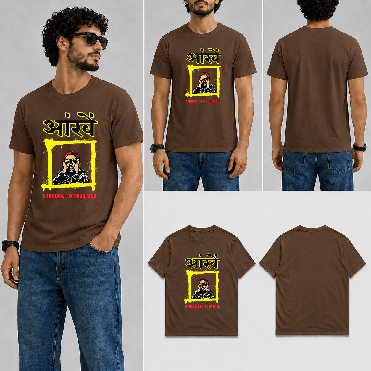 Aankhen Male Round Neck Half Sleeve T-Shirt