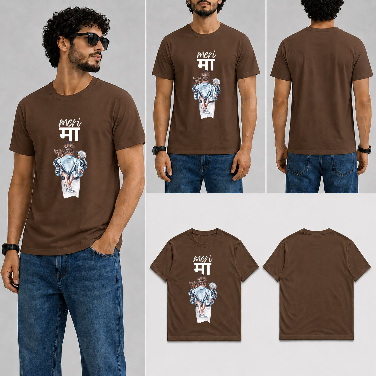 meri maa Male Round Neck Half Sleeve T-Shirt