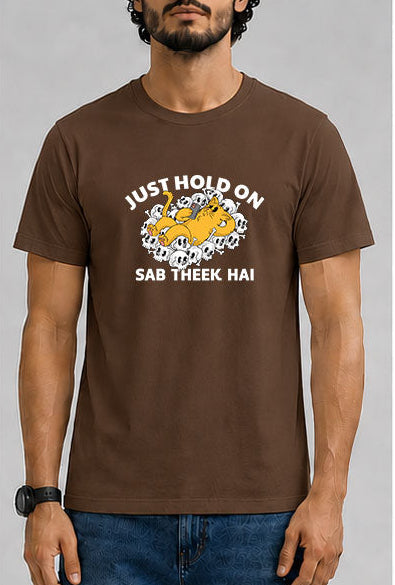 Just Hold On Male Round Neck Half Sleeve T-Shirt