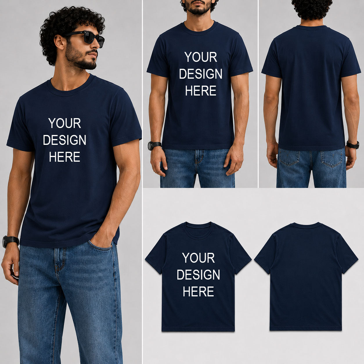 Customized Custom Personalized Male Round Neck Half Sleeve T-Shirt